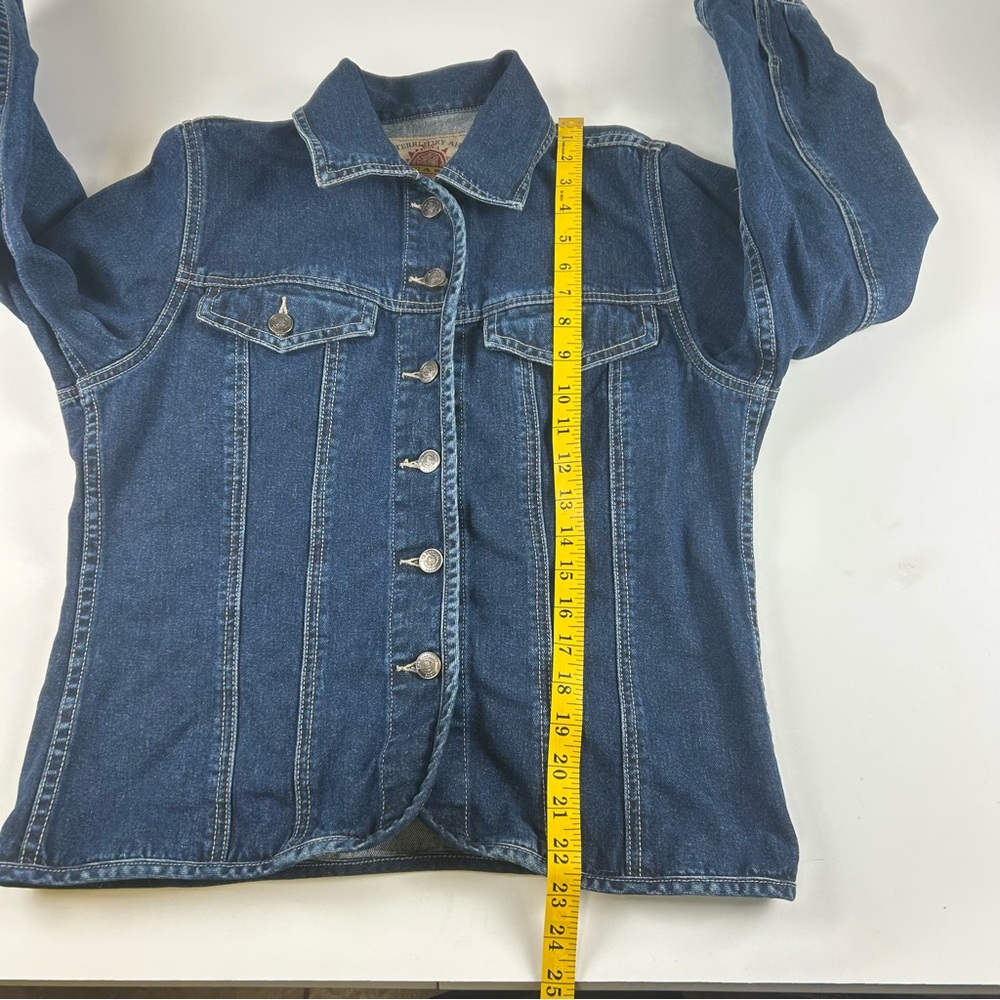 The Territory Ahead WMNS M Button Front Blue Denim Jacket VTG Trucker Style - Picture 6 of 7